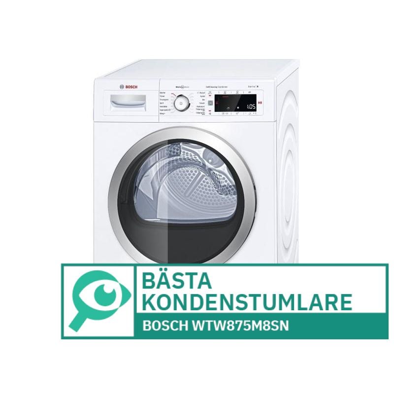 Bosch WTW875M8SN
- Bästa kondenstumlare